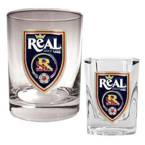  Real Salt Lake MLS Rocks Glass and Square Shot Glass Set 