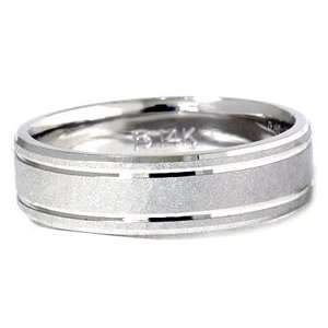    Mens Hammered 14K White Gold Comfort Fit Ring Band New Jewelry