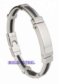 Stainless Steel & Rubber ID Bracelet Man Bold Men USA  