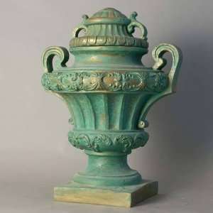   Embellished Urn with Lid 31 Inch Deep Sea Patio, Lawn & Garden
