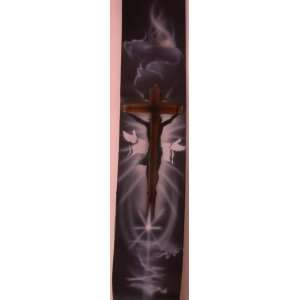   Leather Airbrushed Cross Designer Guitar Strap: Musical Instruments