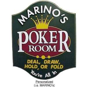   Crown Poker Room All Wood Decorative Sign: Sports & Outdoors