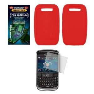  Solid Red Silicone Gel Skin Cover Case + Screen Protector 