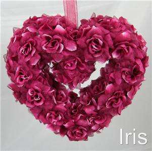 Wedding Silk Flower Wine Rose Heart Hanging Decoration  