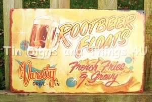 Rootbeer Float Drive In TIN SIGN metal vtg retro diner restaurant wall 