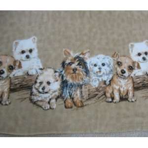  Puppy Dog Double Border Fleece Throw Blanket in Brown 