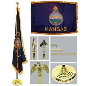  Kansas 4ft x 6ft Flag, Telescoping Flagpole, Base, and 
