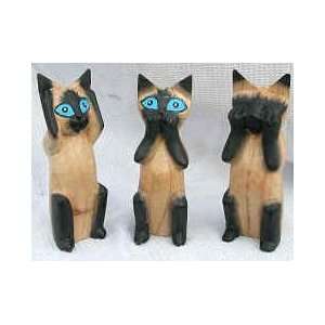   of 3 Siamese cat figurines See,Hear,Speak no Evil 4 Home & Kitchen