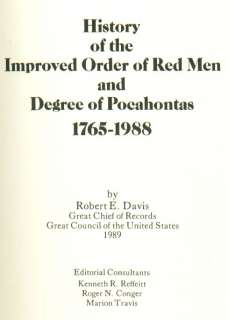 HISTORY IMPROVED ORDER RED MEN DEGREE OF POCAHONTAS HB  