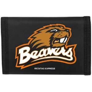  Oregon State Beavers Black Nylon Tri Fold Wallet: Sports 