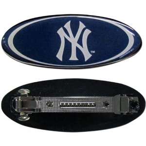   New York Yankees Ladies Oval Barrette   Navy Blue