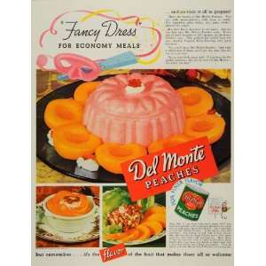  1937 Ad Del Monte Peaches Gelatin Mold Dessert Fruit Canned Food 