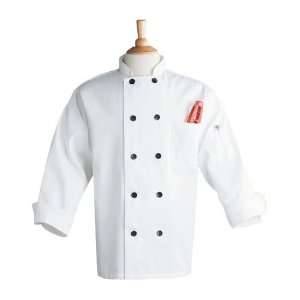  National Discount Textiles 112 White Chef Coat w/ Black 