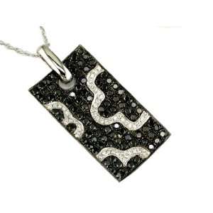  1 4/5 ct Black & White Diamond Necklace in 14k White Gold 