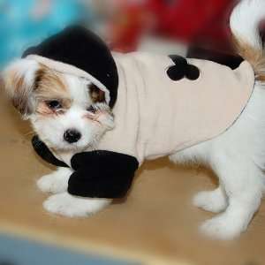    Dog Hoodie Coat Clothes Apparel Black & Beige (S): Pet Supplies