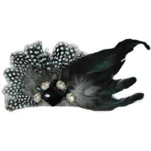  Feather Brooch Pin Hair Clip Accessory with Gems: Arts 