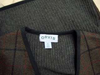 Orvis Green Wool Plaid Vest, Mint, Medium, Beautiful  