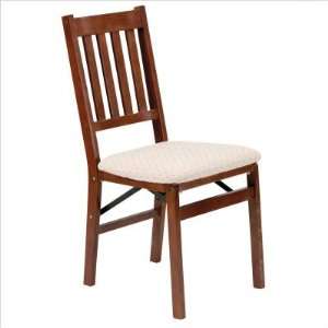   Folding Chair with Upholstered Seat (Set of 2) Finish: Oak: Furniture