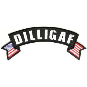  Dilligaf Rocker Patch with American Flag, 11x4.5 inch 