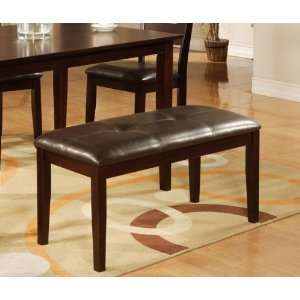  Dining Bench with Padded Seat in Dark Brown Finish