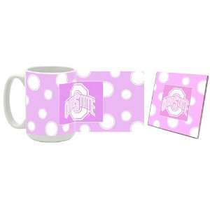 Ohio State Buckeyes Pink Polkadot Coaster and Mug Combo from Mug World 