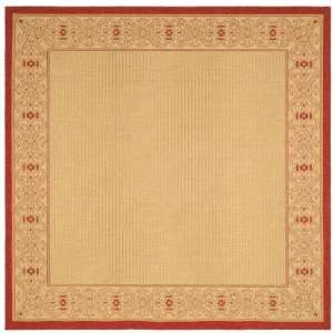   Inch Square Indoor/ Outdoor Square Area Rug, Natural and Red: Home