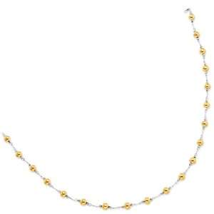 Sterling Silver & 14k Beaded Necklace: Jewelry