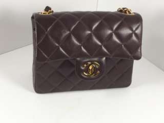 Nice Vintage Classic Chocolate Chanel Mini Flap Bag Purse W Reciept 