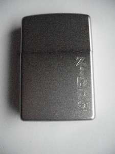 ZIPPO LOGO VERTICAL ETCHED SATIN CHROME LIGHTER NEW IN GIFT BOX  