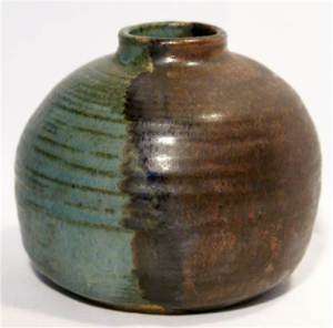 Tony Turke Signed Raku Art Pottery Vase Southwest Blue  