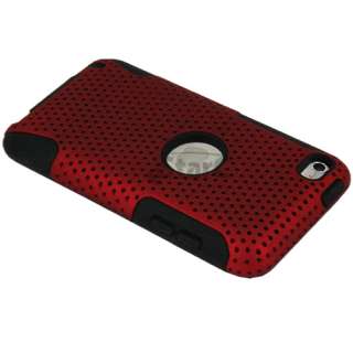Red & Black Hybrid Hard + Soft Silicone Case Cover for iPod Touch 4th 