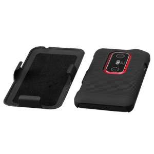 For HTC EVO 3D Black COMBO Belt Clip Holster Hard Case Cover Stand 