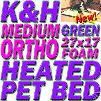 ORTHOPEDIC Foam Heated Dog PET BED Warmer MEDIUM GREEN  