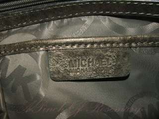   Kors Braided Grommet Metallic Leather Large Hobo Bag Nickel  