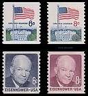 Flag & Eisenhower 1338A 1338G 1401 1402 Coil Singles 1968 71 Set 4 MNH 