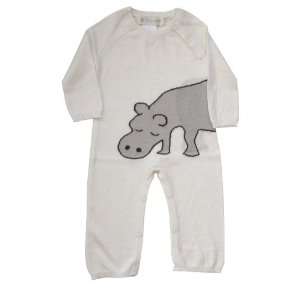  Lucky Jade Ivory Hippo Cashmere/Cotton Coverall   0 to 3 