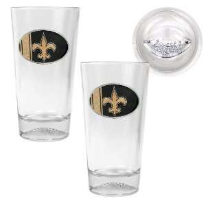  New Orleans Saints 2pc Pint Ale Glass Set with Football 
