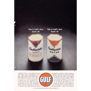  1963 Ad Gulf Motor Oil Can Original Vintage Print Ad 