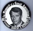 old 1968 pin MEMORY ROBERT F. KENNEDY Senator NY