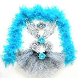 Zebra Diva Fairy Costume Wings Pixie Tutu Feather Boa  