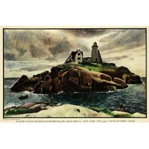  1937 Print Leon Kroll Lighthouse Island Light Maine Monhegan 
