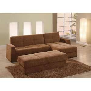 Global Furniture Modern Brown Fabric Sectional Sofa Bed  