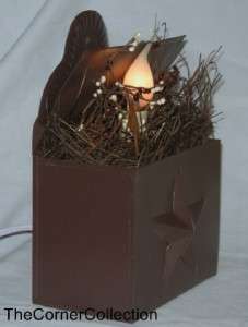 LIGHTED AMERICANA TIN BOX WITH METAL STARS for TABLE or WALL  