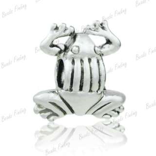 1pcs Wholesale Free Ship Metal Alloy Frog Animal European Beads Silver 