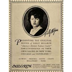  1927 Ad Sally Milgrim Fashion Designer 74th St Broadway 