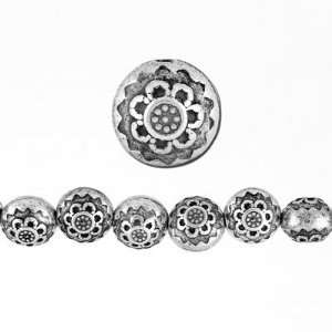  10mm Fancy Design Puff Coin Metal Bead with Resin Base 