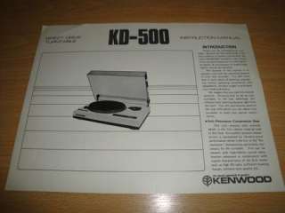 KENWOOD KD 500 Direct Drive Turntable in Box Vintage  