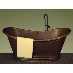 Morgan Hammered Copper Double Slipper Air Bathtub (16 Gauge / Medium 