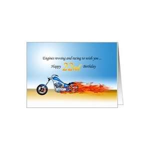    22nd birthday with a motorcycle in flames Card Toys & Games