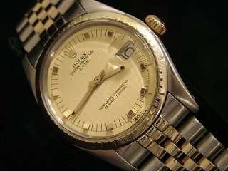 Mens Two Tone 14k Gold/Steel Rolex Date Watch W/Rare Dial  